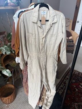 Mate the Label Linen Jumpsuit, size M, flax